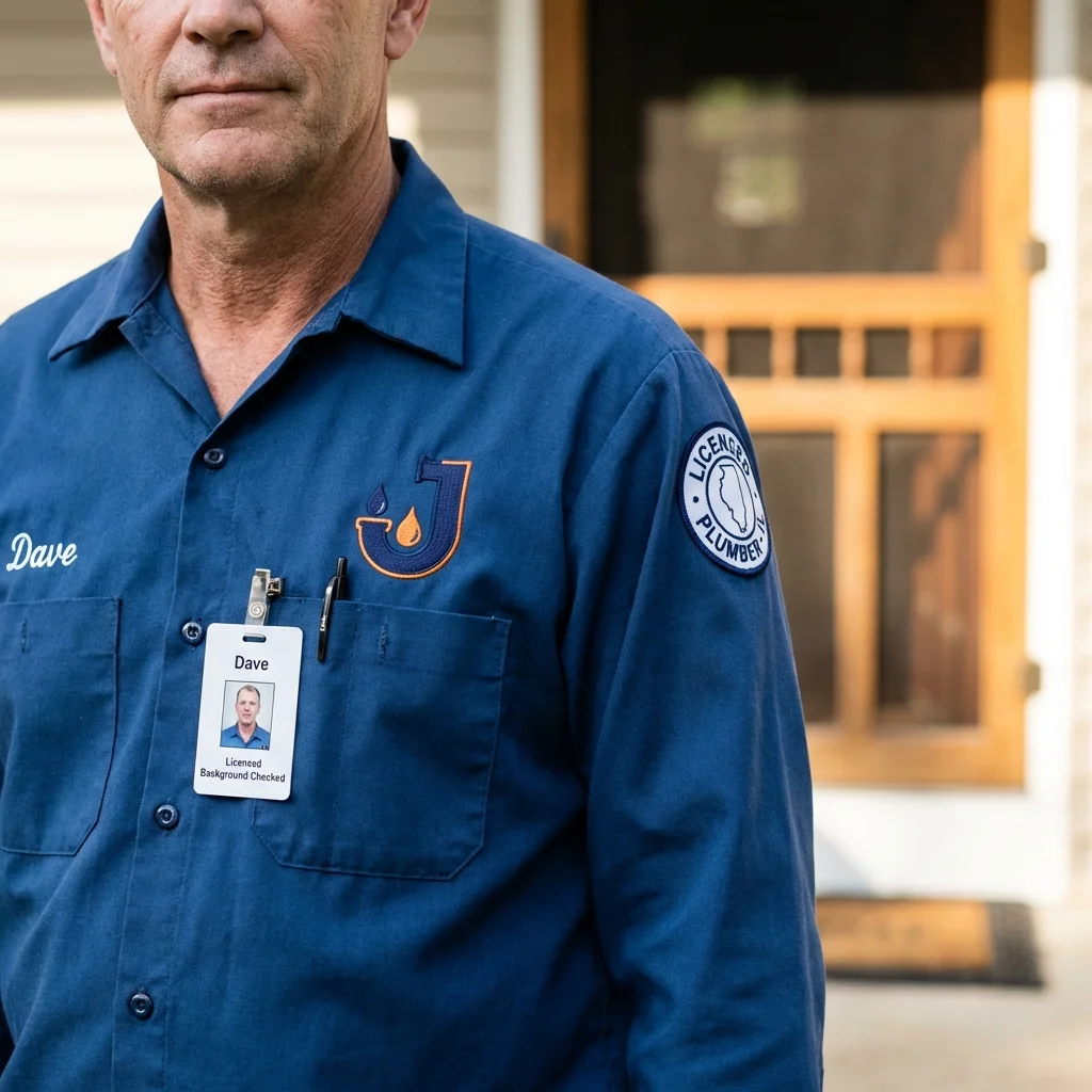 Licensed plumber showing ID badge in Greenfield, OH