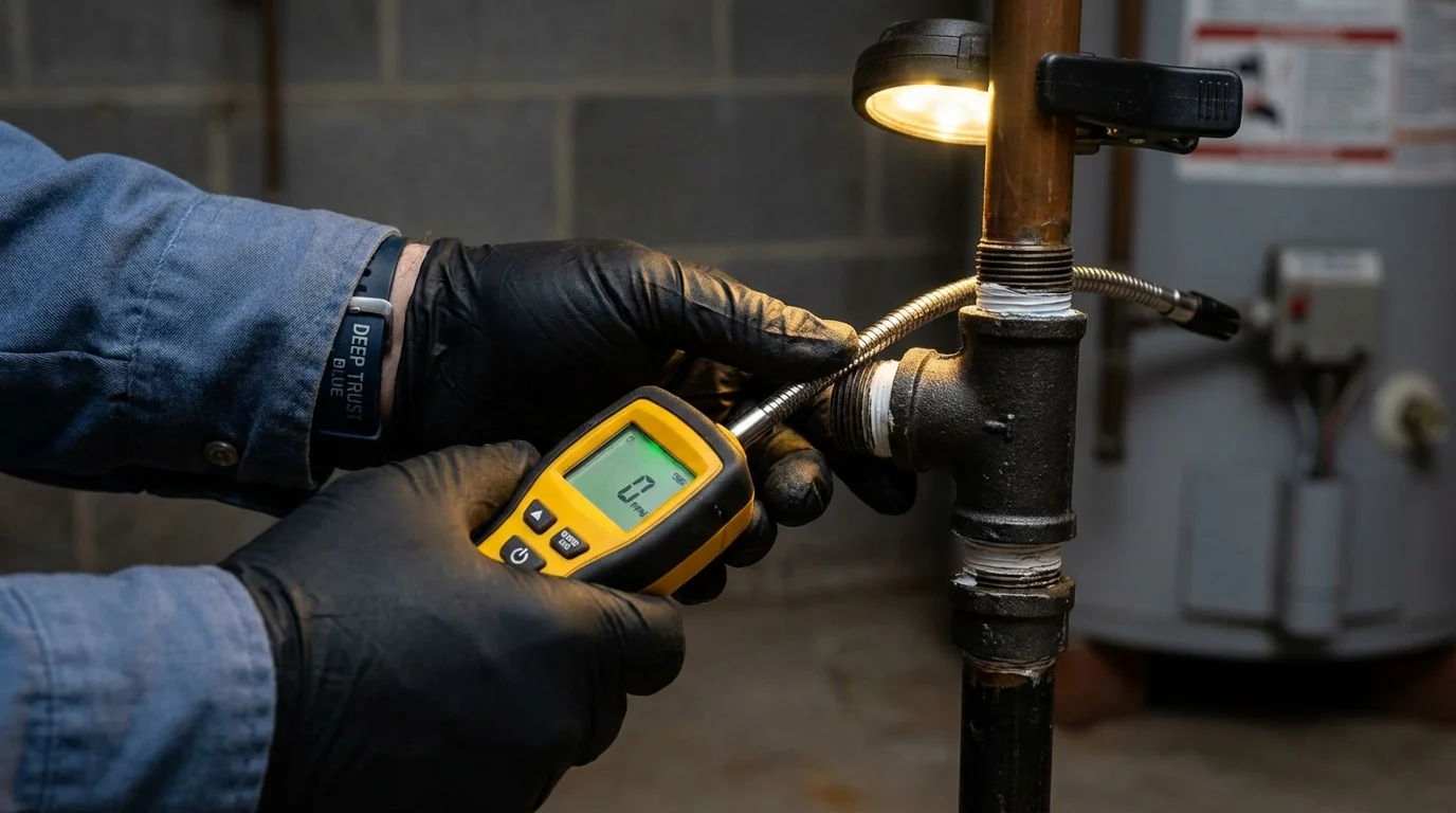 Gas leak detection with electronic sniffer by Johns Plumbing LLC in Greenfield