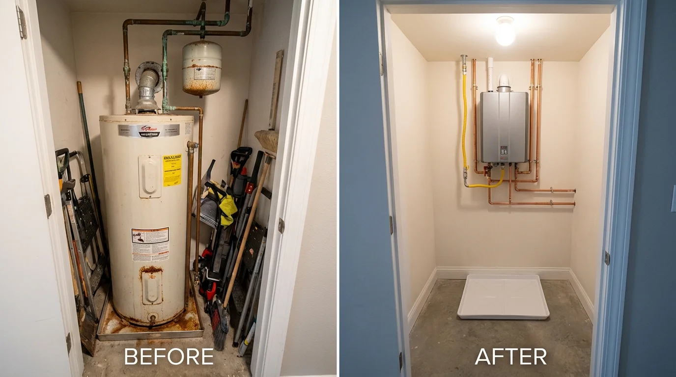 Tank water heater versus wall-mounted tankless unit comparison for Greenfield, OH homeowners